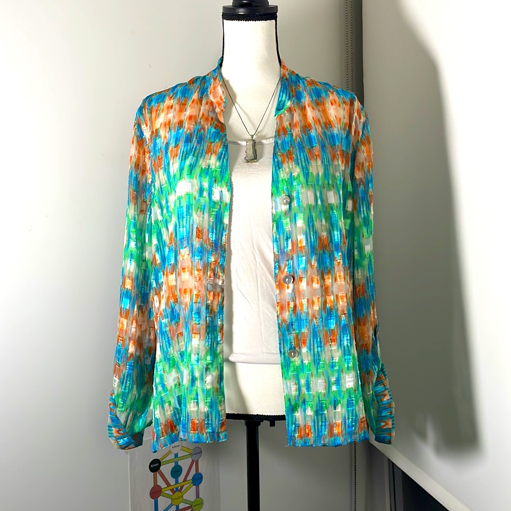 Ruby Rd. Sheer Button-Down Blouse